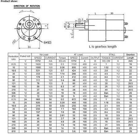 37GB-3530 DC6V 600RPM Reduction Motor - 3