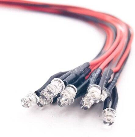 3V 3mm Water Clear Blue LED Indicator Light With 20cm Cable - 4