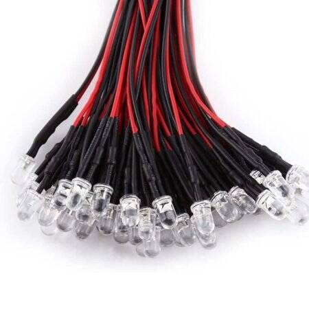 3V 3mm Water Clear RGB Quick Flash LED Indicator Light With 20cm Cable - 1