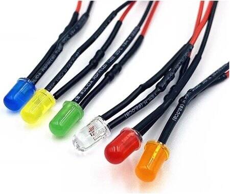 3V 5mm Green LED Metal Indicator Light With 20cm Cable - 1