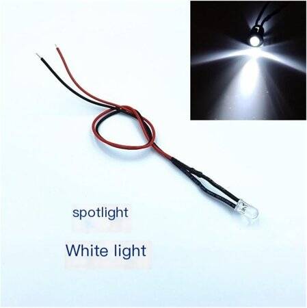 3V 5mm White LED Indicator Light With 20cm Cable - 2