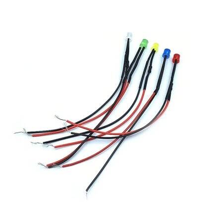 3V 5mm Yellow LED Metal Indicator Light With 20cm Cable - 3