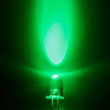 3V 8mm Water Clear Pure Green LED Indicator Light With 20cm Cable - 2