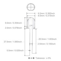 3V 8mm Water Clear Pure Green LED Indicator Light With 20cm Cable - 3