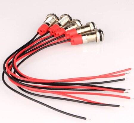 3V 8mm Water Clear Red LED Indicator Light With 20cm Cable - 3