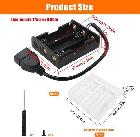 3x AA Battery Holder Box With Alligator Clips And Without Cover - 2