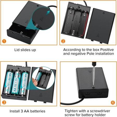 3x AAA Battery Holder Box With Switch And Usb Plug - 5