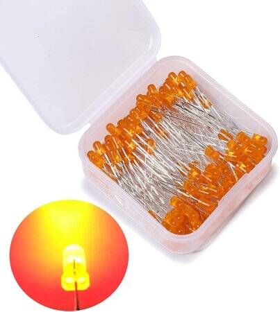 48-72V 3mm Water Clear Orange LED Indicator Light With 20cm Cable - 1