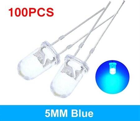 48-72V 5mm Water Clear Ice Blue LED Indicator Light With 20cm Cable - 2