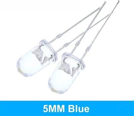 48-72V 5mm Water Clear Ice Blue LED Indicator Light With 20cm Cable - 3