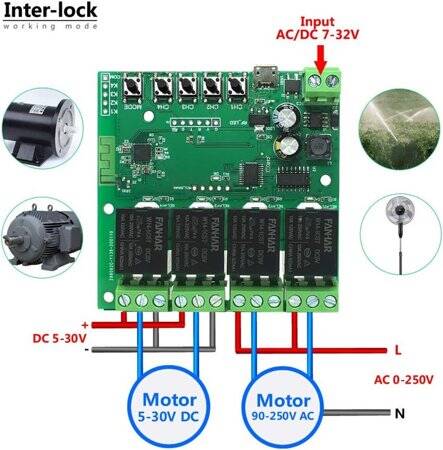 4CH Tuya WiFi Switch Module InKablolugent Timing Switch Remote Control - 4