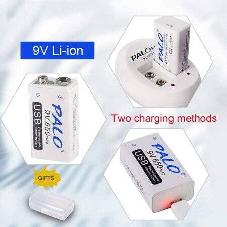 4PCS 9V 650MAH Usb Rechargeable Lithium Battery With Usb Cable - 5