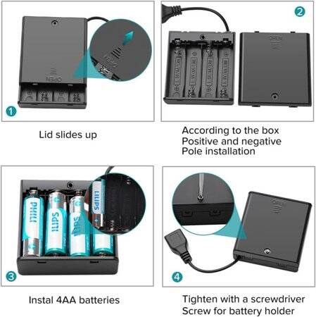 4x AA Battery Holder Box With SM Female Plug Without Cover Back-to-Back - 5