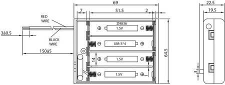 4x AAA Battery Holder Box With Alligator Clips - 2