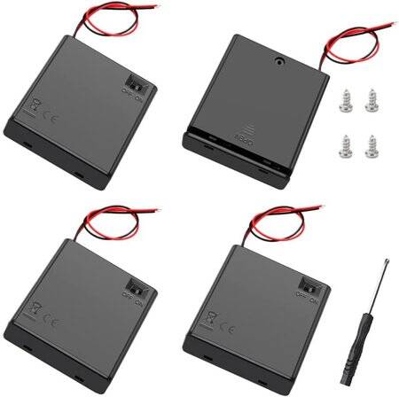 4x LR20 Battery Holder Box With Cover And Holes - 1