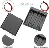 4x LR20 Battery Holder Box With Cover And Holes - 4