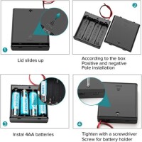 4x LR20 Battery Holder Box With Cover And Holes - 5