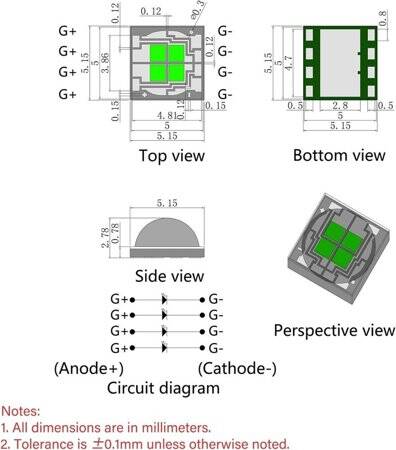 5050 SMD 3W LED RGB - 3