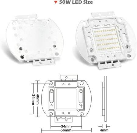 50W SMD High Power LED Bulb 365-370nm Purple - 5