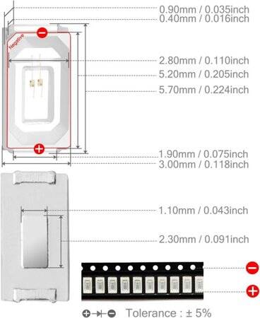 5730 (5630) 0.2W SMD LED 395nm Purple - 3