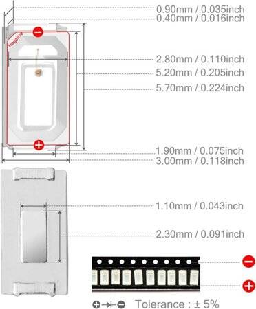 5730 (5630) 0.2W SMD LED Cold White - 3