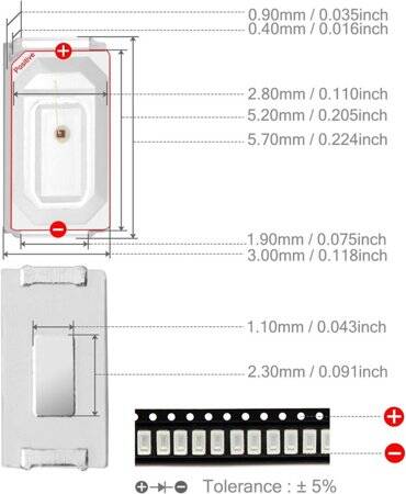 5730 (5630) 0.2W SMD LED Yellow - 2