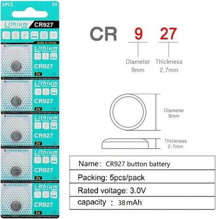 5PCS CR927 3V Button Lithium Battery - 3