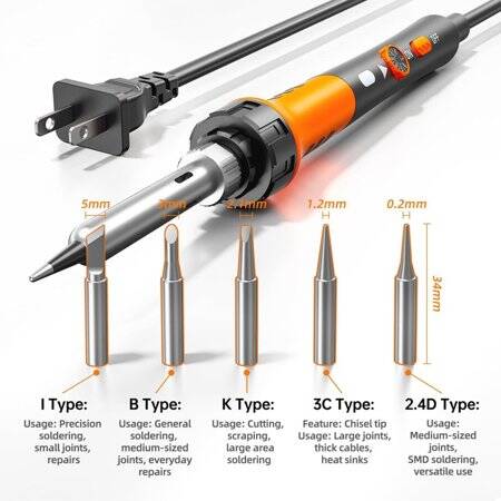 60W Adjustable Temperature Soldering Iron With 5pcs Soldering Tips US Plug High Quality - 4