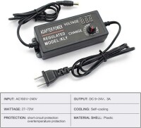 9-24V 3A 72W AC/DC Adjustable Power Adapter-Silk Printing With CE-EU Plug - 2