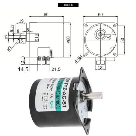 AC110V 14W 60KTYZ Permanent Magnet Synchronous Motor 25RPM - 4