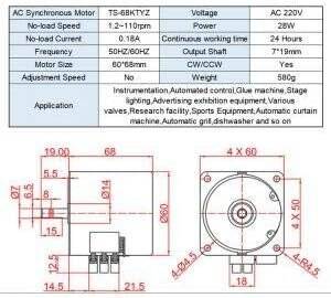 AC110V 28W 68KTYZ Permanent Magnet Synchronous Motor 10RPM - 5