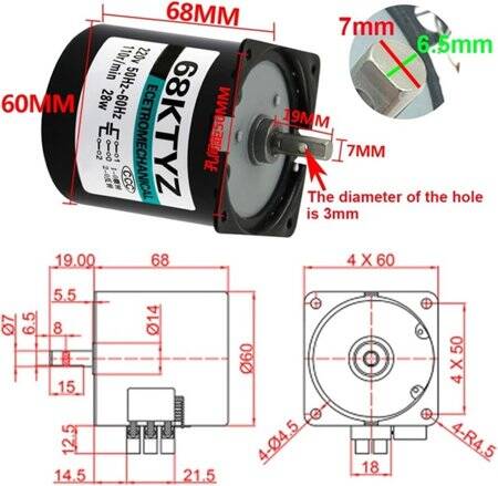 AC110V 28W 68KTYZ Permanent Magnet Synchronous Motor 20RPM - 2