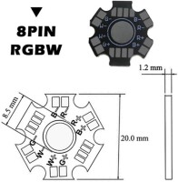 Black 20mm 8PIN RGBW LED Aluminum Heatsink - 3