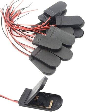 Black 2x Button Battery Case With Wire And Toggle Switch CR2032 - 1