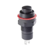 Black DS-211 10mm 2 PIN Self-Locking Round Button Switch - 1