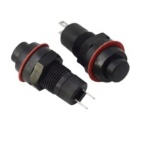 Black DS-211 10mm 2 PIN Self-Locking Round Button Switch - 2