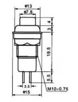 Black DS-211 10mm 2 PIN Self-Locking Round Button Switch - 3