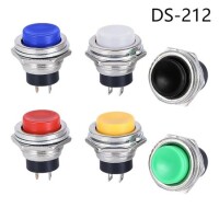 Black DS-212 16mm 2 PIN Momentary Self-Reset Off-On Round Button Switch - 2