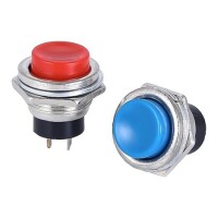 Black DS-212 16mm 2 PIN Momentary Self-Reset Off-On Round Button Switch - 5