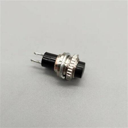 Black DS-213 10mm 2 PIN Momentary Self-Reset Round Button Switch - 1