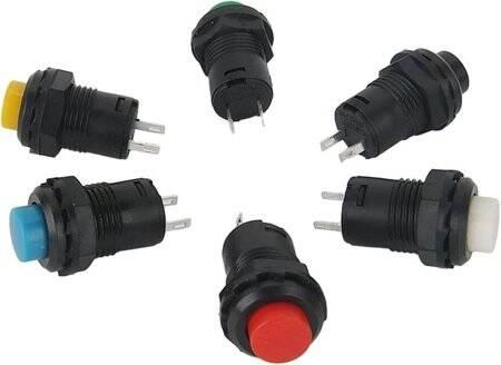 Black DS-428 12mm 2 PIN Self-Locking On-Off Push Button Switch - 2