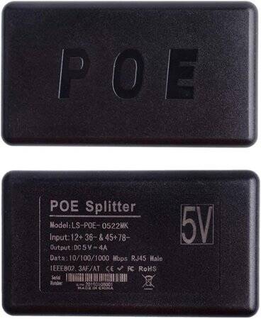 Black Gigabit PoE Separator 48V To 12V 2A - 3