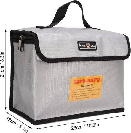 Black Lithium Battery Explosion-Proof Bag/Protection Bag Size: 230x300mm - 4