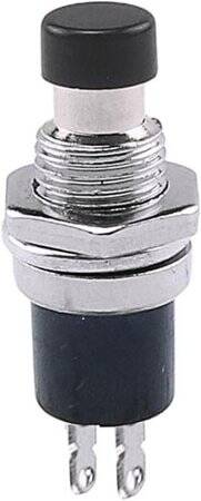 Black PBS-110 2 PIN 7mm Thread Momentary Self-Reset Push Button Switch - Press Off-NC - 1