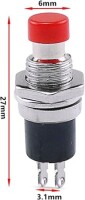 Black PBS-110 2 PIN 7mm Thread Momentary Self-Reset Push Button Switch - Press Off-NC - 4