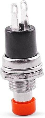 Black PBS-110 2 PIN 7mm Thread Momentary Self-Reset Push Button Switch - Press Off-NC - 5