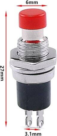 Black PBS-110 2 PIN 7mm Thread Momentary Self-Reset Push Button Switch - Press On-NO - 4