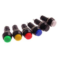 Black PBS-11A 12mm 2 PIN Self-Locking Round Plastic Push Button Switch - 1