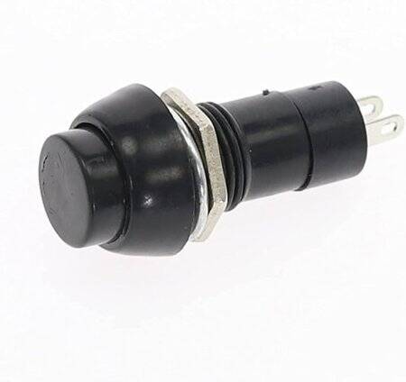 Black PBS-11B 12mm 2 PIN Momentary Self-Reset Round Plastic Push Button Switch - 1