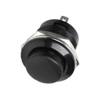 Black R13-507 16mm 2 PIN Momentary Self-Reset Round Cap Push Button Switch - 2